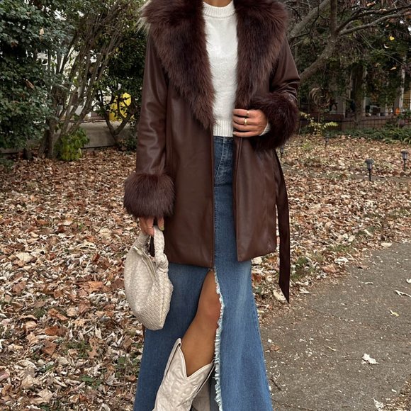 Show Me Your MuMu Jackets & Blazers - SHOW ME YOUR MUMU PENNY LANE COAT Cocoa Faux Leather Size : M